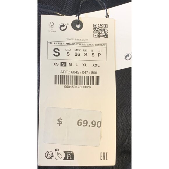 Zara Small Black Denim Bustier Dress Strapless Button Midi Women Jean NWT New - Picture 7 of 10